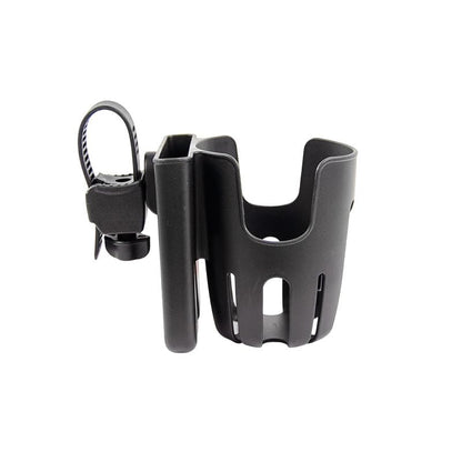 2-in-1 Universal Cup Holder with Phone Holder for Walker Wheelchair Rollator Stroller Bike Mobility Scooter, Adjustable Drink & Cellphone Storage, Easy Zip Tie Mount, Black