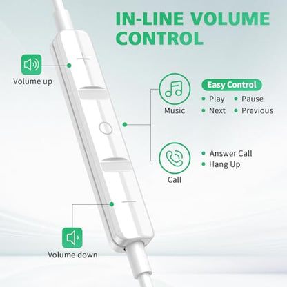 ASKUBSKU Wired Earbuds USB C for Samsung S26 S25 Ultra S24 S22 S23 Fe Green - color: Green