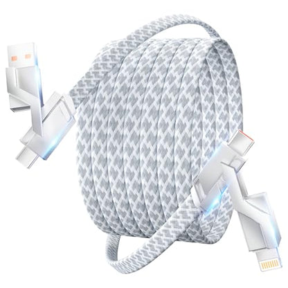 4 in 1 Charging Cable Fast Charging 66W with E-Mark Chip, Carplay - color: Silver, size: 4FT 1Pack