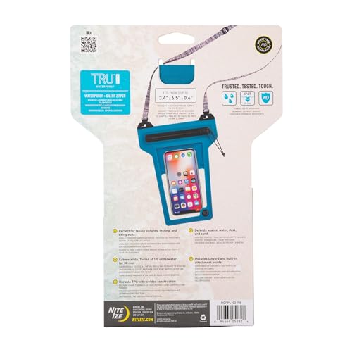 Nite IZE Runoff Waterproof Phone Pouch with Lanyard and TRU Zip - Waterproof Universal Cell Phone Pouch - Durable Beach & Poolside Accessories - Blue - color: Blue