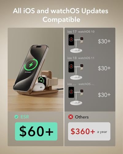 ESR 3 in 1 Wireless Charging Station, for Magsafe Charger Stand - color: Brown