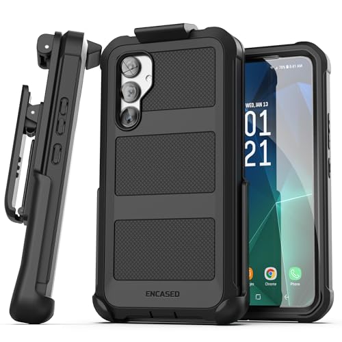 Encased Belt Case for Samsung Galaxy A54 5G with Screen Protector and Holster Clip, [Military Grade] Heavy Duty Protection (2023 FalconShield) - Black - size: A54 5G