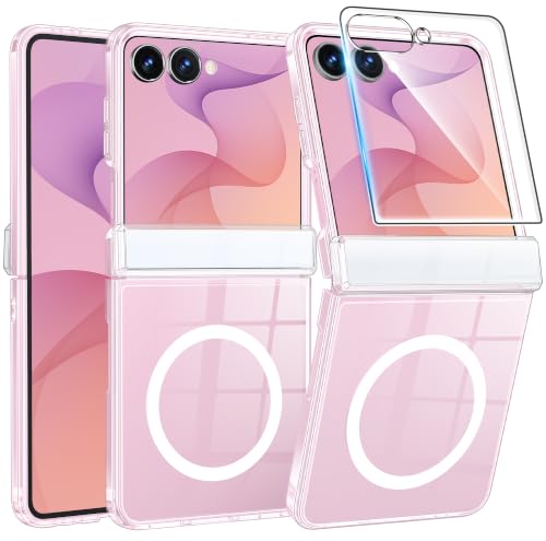 FNTCASE for Samsung-Galaxy Z Flip 8 Clear Case with Hinge Protection | Compatible with Magsafe, Screen Protector, Anti Yellowing, Military Grade Drop Shockproof Protective, Transparent Phone Case - color: A-Clear, size: For Galaxy Z Flip 8 (6.9 Inch)