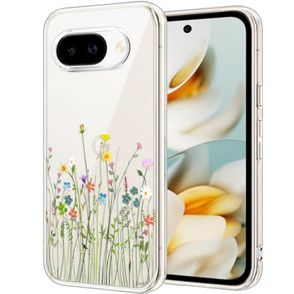 Unov for Pixel 10a Case, Clear with Design, Slim Fit Good Grip, Embossed Phone Case, Shockproof Protective Cover, Raised Camera Protection, Soft TPU, Flower Bouquet - color: Flower Bouquet