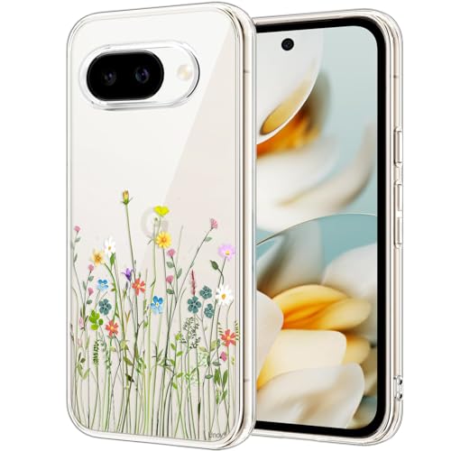 Unov for Pixel 10a Case, Clear with Design, Slim Fit Good Grip, Embossed Phone Case, Shockproof Protective Cover, Raised Camera Protection, Soft TPU, Flower Bouquet - color: Flower Bouquet