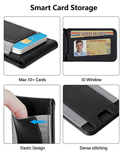 for MagSafe Wallet with Adjustable Stand, 9 Card Holder, Open ID Window - color: Black