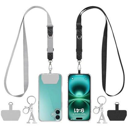 2 Pack Phone Lanyard Adjustable Crossbody Strap Letter A Charm - style: letter pendant A