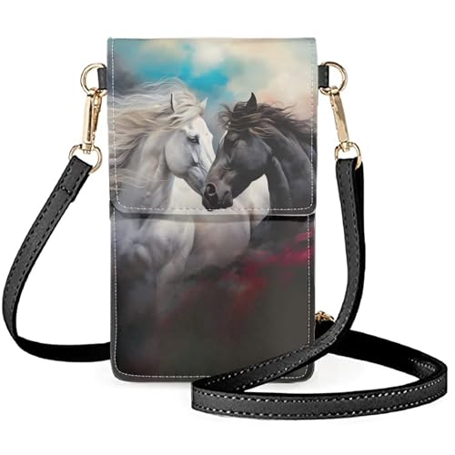 WELLFLYHOM Mini Touchscreen Crossbody Phone Bags for Women with Card Slots Shoulder Bag Purse Leather - color: 1 Wild Horse