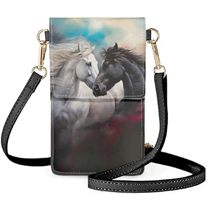 WELLFLYHOM Mini Touchscreen Crossbody Phone Bags for Women with Card Slots Shoulder Bag Purse Leather - color: 1 Wild Horse
