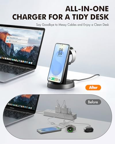 Wireless Charger for Samsung, 3-in-1 Android Charging Station - color: Black 7