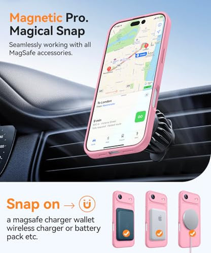 CANSHN Magnetic Compatible with iPhone Air Case(6.5 Inch), Upgraded [Full Camera Protection] [Compatible with Magsafe] [Translucent Matte] Shockproof Phone Cover for iPhone 17 Air Case,Pink - color: Pink, size: iPhone Air (6.9 Inch,1 Lens)