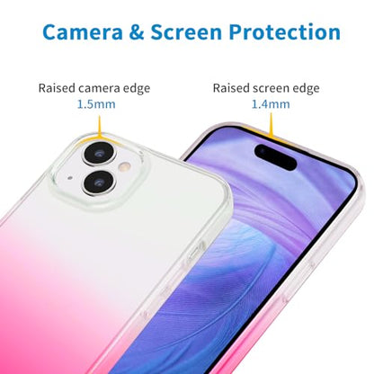 JJGoo Compatible with iPhone 15 Case Clear, Soft Clear TPU Phone Cases, Shockproof Transparent Bumper Cover Slim Thin Phone Case, Gradient Pink - color: Gradient Pink