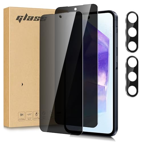 [2+2 Pack for Samsung Galaxy A35 5G Privacy Screen Protector with Camera Lens Protector, Anti-Spy Tempered Glass Film,9H Hardness,Anti-Scratch, Easy Installation (Privacy, Galaxy A35) - size: Galaxy A35 2+2