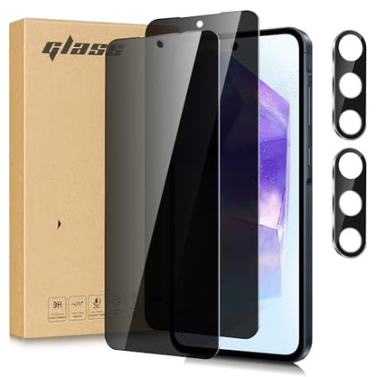[2+2 Pack for Samsung Galaxy A35 5G Privacy Screen Protector with Camera Lens Protector, Anti-Spy Tempered Glass Film,9H Hardness,Anti-Scratch, Easy Installation (Privacy, Galaxy A35) - size: Galaxy A35 2+2