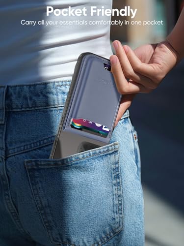 TopMade Phone Card Holder, Leather Phone Wallet Stick on with Stand, Open ID Window, Strongest 3M Adhesive Credit Card Holder for Back of Phone Case, iPhone, Samsung, and Android, Fit 6 Cards, Blue - color: Dark Blue
