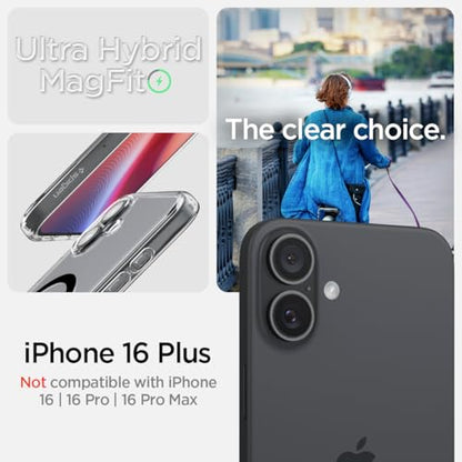 Spigen for iPhone 16 Plus Case, Ultra Hybrid MagFit [Anti-Yellowing] [Compatible with Magsafe] - Clear Black - color: Clear Black, size: iPhone 16 Plus