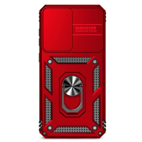 for Samsung Galaxy A36 5G Case with Slide Camera Cover HD Screen Protector [Military Grade 16ft. Drop Tested] Magnetic Ring Holder Kickstand Protective Phone Case for Galaxy A36 5G 2025, Red - color: Red w/ Slide Camera 2nd gen. Military Grade