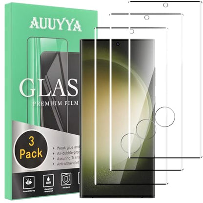 Tempered Glass Screen Protector for Samsung Galaxy S23 Ultra, 3-Pack 3D Full Edge Coverage Film, 9H HD Bubble-Free Film, Anti-Scratch Premium Protective Glass for Galaxy S23 Ultra 5G 6.8 Inch - size: Samsung Galaxy S23 Ultra