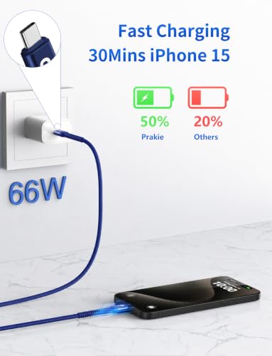 USBC Cable 6FT, Long USB C to USB C Cable 60W Fast Charging, 2Pack-Blue - color: Blue, size: 6FT, style: USB C to USB C