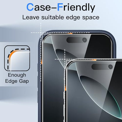JETech Privacy Screen Protector for iPhone 16 Pro, 2-Pack - size: iPhone 16 Pro