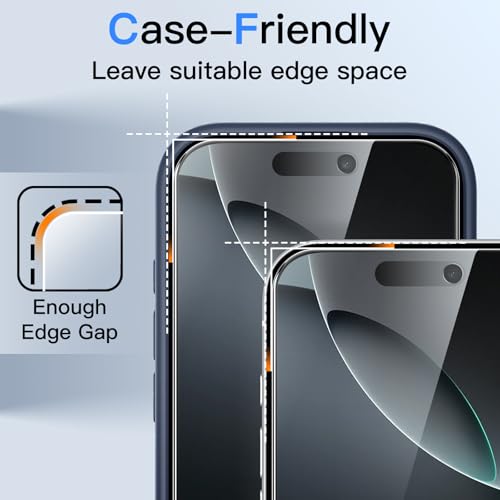 JETech Privacy Screen Protector for iPhone 16 Pro, 2-Pack - size: iPhone 16 Pro
