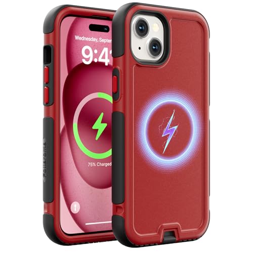 Follaroma for iPhone 15 Case, Compatible with MagSafe, Heavy Duty Shockproof Protective Phone Case, Anti-Drop Protection, Dual Layer Magnetic Phone Cover for iPhone 15, 6.1", Red - color: Red, size: iPhone 15 6.1''