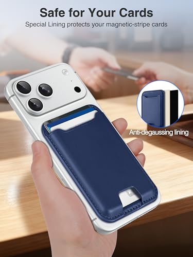 TopMade for MagSafe Wallet, Strongest Magnetic Phone Wallet, 4 Cards Holder - color: Dark Blue