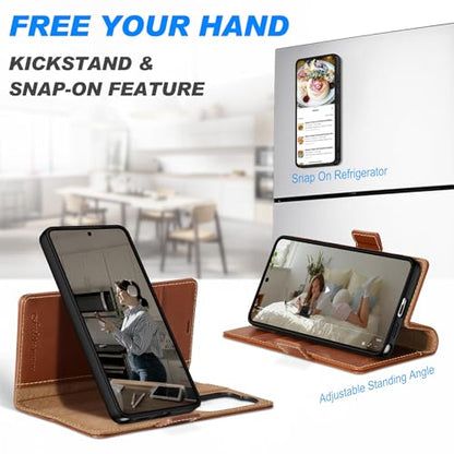 SHIELDON Detachable Leather Case Wallet for Galaxy S26 Ultra, Retro Brown | Genuine Leather, Kickstand, Magnetic Closure, RFID Blocking, Credit Card Slot, 2 in 1 Design, Folio Shockproof Cover - color: Retro Brown