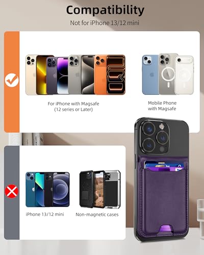 For Magsafe Wallet with Money Clip, 5 Card Holder, Adjustable Stand | Strongest Magnetic Wallet for iPhone 17/16/15/14/13/12 Series, ID Window, RFID Blocking, Not for 13/12 Mini, Elegant Purple - color: Elegant Purple