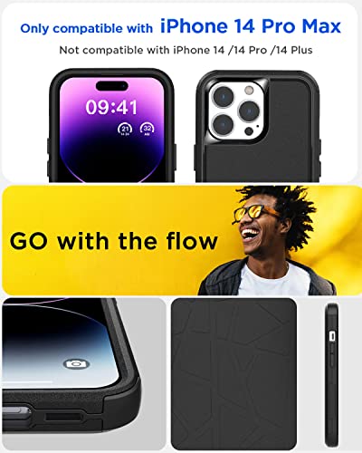 AICase for iPhone 14 Pro Max Case(6.7") Case,Heavy Duty 3-Layer Rugged Pocket-Friendly Phone Cover,Durable Military Grade Protection Shockproof/Drop Proof/Dust-Proof Protective for iPhone 14 Pro Max - color: Black