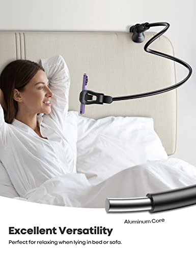 Lamicall Gooseneck Phone Holder for Bed, Stable Flexible Arm Stand for Desk - color: black
