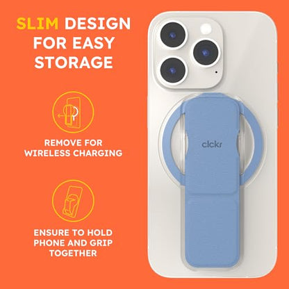 CLCKR for MagSafe Phone Grip Stand, Magnetic Phone Holder with Kickstand - color: Blue