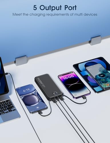 Nusyddy Portable Charger 10000mAh Fast Charging w/Built-in Wall Plug Black - color: Black