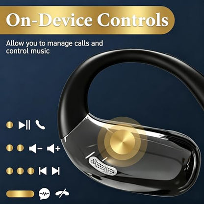 Open Ear Headphones, Wireless Headphones with Smart Digital Display & Mic - color: Black