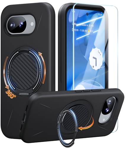 JAME for Google Pixel 10A Case with Ring Stand, Shockproof 10a Phone Case | Kickstand Holder, Dual Layer Protective Cover, Screen Protector, Magnetic Accessory Friendly Google 10a Phone Case, Black - color: Black