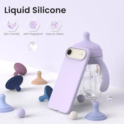 ORNARTO for iPhone Air Case 6.5", Slim Liquid Silicone 3 Layers Soft Gel Rubber Shockproof Protective Cover with Anti-Scratch Microfiber Lining-Pastel Lilac - color: Pastel Lilac