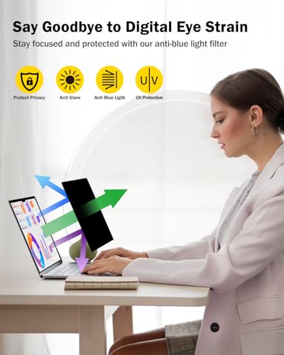 F FORITO 17 Inch 16:10 360°Laptop Privacy Screen Protector, Anti Peeping Anti Glare Laptop Privacy Shield, Reduce Eye Strain & Eye Protection - size: 17 Inch Computer with 16:10 Aspect Ratio
