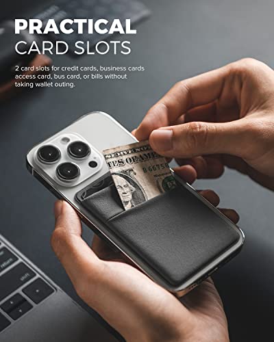 VULKIT Phone Card Holder Slim Elastic Adhesive Phone Wallet Credit Card Sleeves Sticker for Back of Smartphone(Grey) - color: Grey