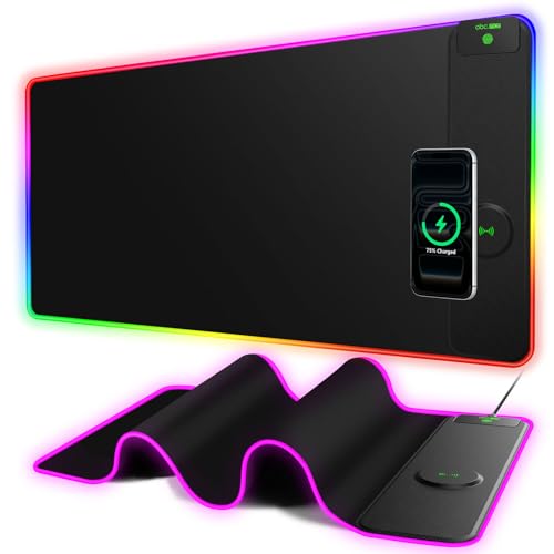 XXL RGB Gaming Mouse Pad with 15W Magnetic Wireless Charger - color: RGB-Magnetic Right Charger-31.5"x15.8"