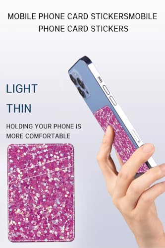 Phone Card Holder, Dual Pocket Leather Phone Wallet Adhesive Stick On, Cute Card Holder, Credit Card Holder for Phone Case Pink Sparkles - color: Pink Sparkles