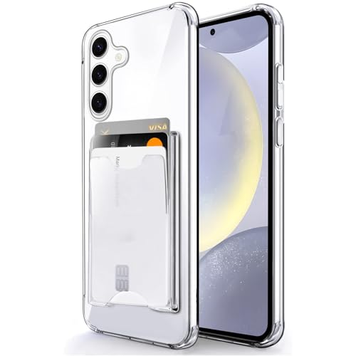 Shields Up for Samsung Galaxy S25 Plus Case with Card Holder, Clear | Minimalist Wallet Case, 3 Card Slots, Slim Protective Soft Shockproof Cover, All-in-One Wallet Design - color: Clear-, size: Galaxy S25 Plus