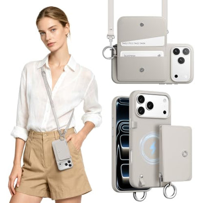 MAGEASY Pouch MagSafe Crossbody Wallet Phone Case for iPhone 18 Pro Max & 17 Pro Max - Removable Wallet with Strap, 16ft Drop Protection, Card Holder Coin Pocket Magnetic Purse (Starlight) - color: Starlight, size: iPhone 17/18 Pro Max