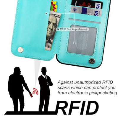 ONETOP for iPhone 16 Pro Max Wallet Case with Credit Card Holder,LightBlue - color: Light Blue