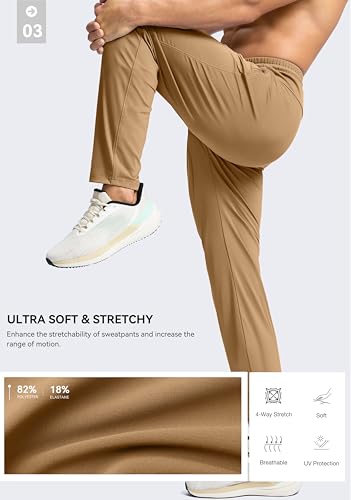 G Gradual Men's 30"/32"/34"/36" Inseam Tall Sweatpants with Zipper Pockets - color: Khaki, size: Medium