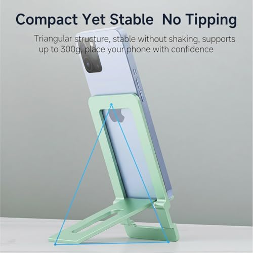 Ultra Slim Aluminum Card Phone Stand, Portable Foldable Pocket Cell Phone Holder, Adjustable Desktop Smartphone Stand for iPhone, Samsung, Android Phones, Travel Home (Lemon Green) - color: Lemon green