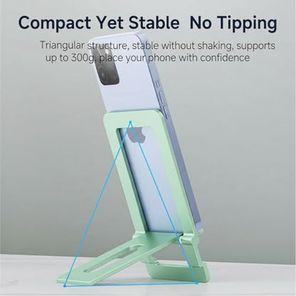 Ultra Slim Aluminum Card Phone Stand, Portable Foldable Pocket Cell Phone Holder, Adjustable Desktop Smartphone Stand for iPhone, Samsung, Android Phones, Travel Home (Lemon Green) - color: Lemon green