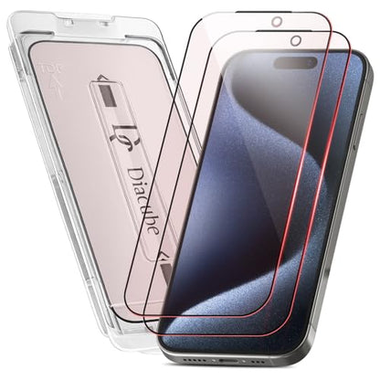 2-Pack Red Light Converter Screen Protector for iPhone 15 Pro, Quantum Dot Technology Converts Blue Light to Red Light for Better Sleep & Eye Comfort, 9H Tempered Glass with Easy-Install Frame - size: iPhone 15 Pro