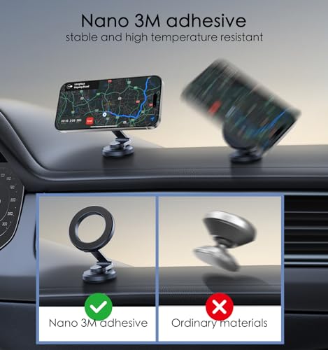 JUHOO Phone Holder for Car Magnetic Rotatable and Retractable, Fits iPhone 15, 14, 13, 12, Pro, Mini, MagSafe Case - color: Dark