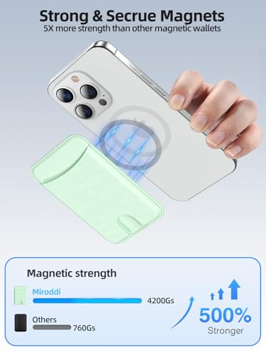 Miroddi for MagSafe Wallet, 4 Cards Holder, Stronger Magnetic Phone Wallet - color: Green