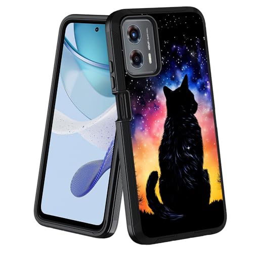 for Moto G 5G 2024/Moto G Play 5G 2024 Case,Military Grade Heavy Duty [3-Layer] Dustproof Shockproof Full-Body Protective Case for Motorola Moto G 5G 2024,Black Cat Under The Starry Sky - color: Black Cat Under The Starry Sky